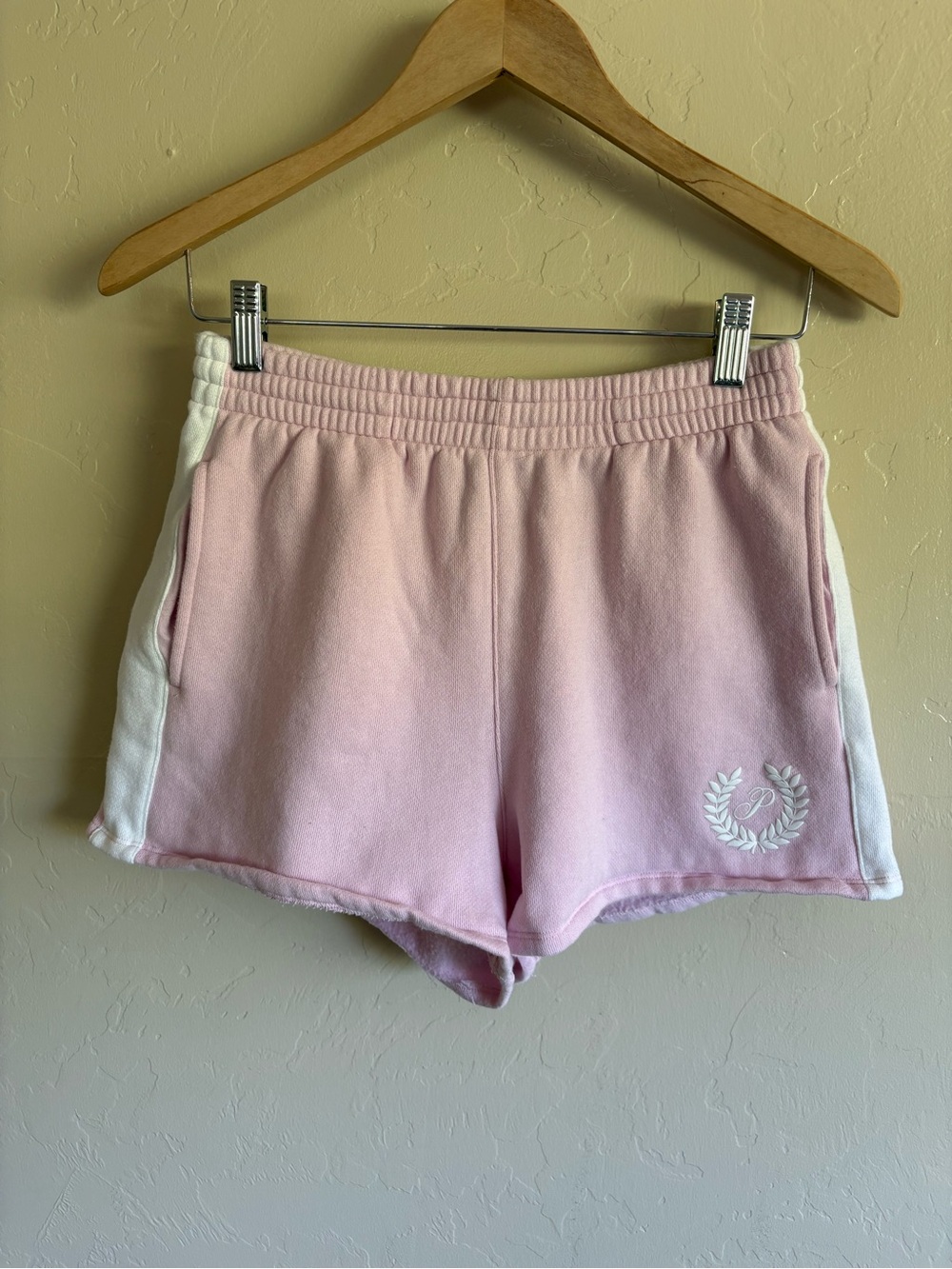 Victoria’s Secret PINK Ivy Fleece Sweats Shorts Light Pink White Size Small
